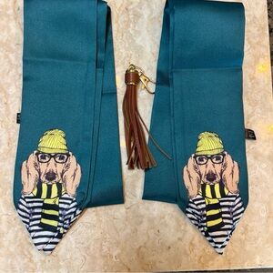 Stylish Green Dog Print Purse Scarf Set